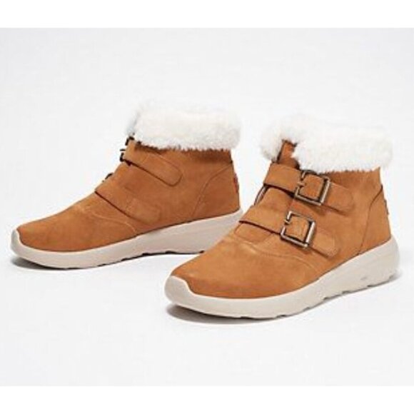 Skechers Suede Boots Women's Chestnut On-the-GO City 2 Winter Fling Size 7 - Picture 1 of 11